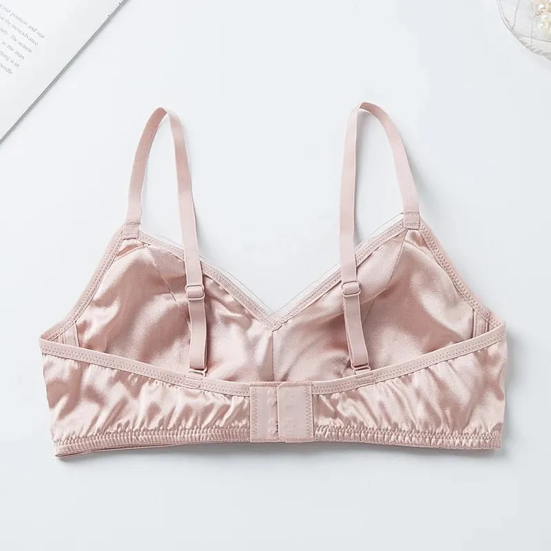 SuyaDream Women Silk Bra Set 93%Silk 7%Spandex Thin Mold Cup Wire Free Underwears 2023 Comfortable Intimates White Black — image 5
