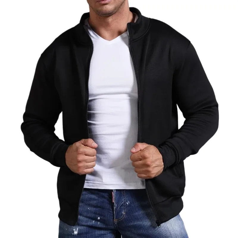 Autumn Men's Sweatshirts Jacket Man Without Hood Zip Coats Outdoor Sport Lightweight Long Sleeve Streetwear Slim Fit Cardigan