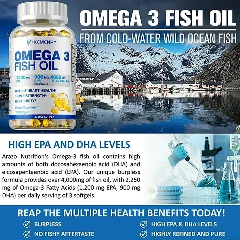 Omega-3 Fish Oil - Enhance Memory Concentration and Cognition Promote Brain and Eye Health Enhance Immune Function