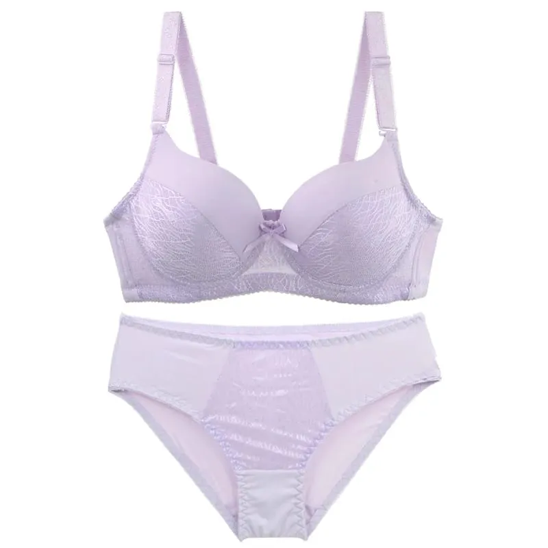 DaiNaFang Seamless Adjustable Minimizer Bra Set Breathable Push Up Side Support Sweat Proof Lingerie ABC Cup Underwear