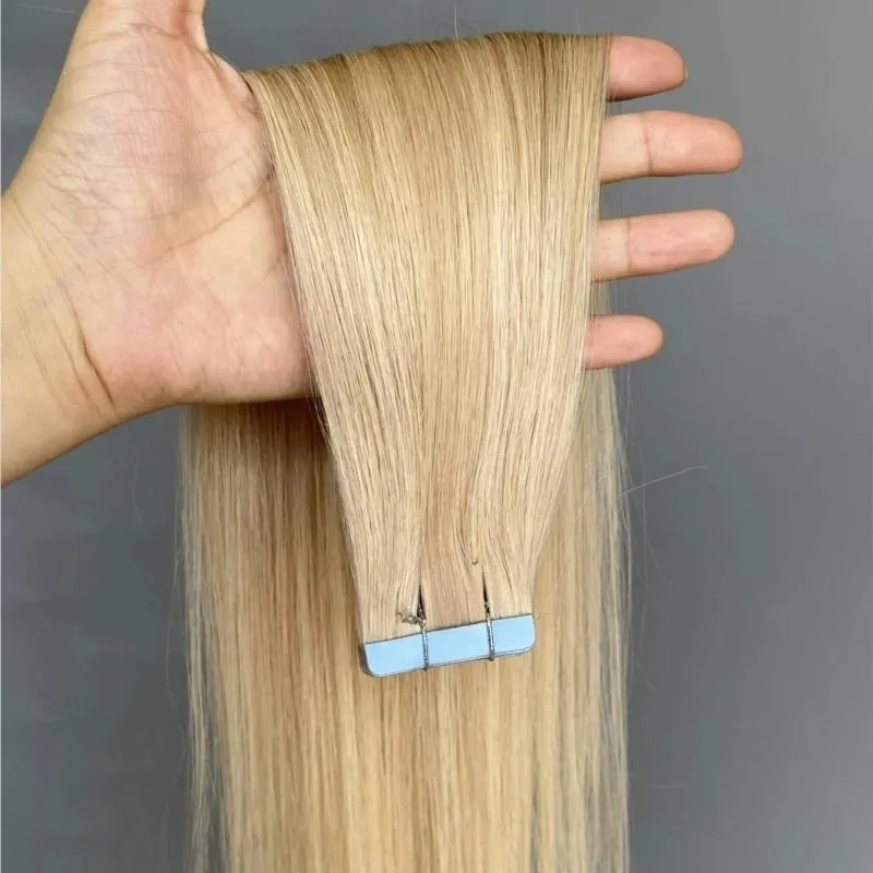 Remy Tape in Hair Extension Real Human Hair Ombre Brown Blonde Black Thick &Silky 20/40/60pcs No Frizzy No Tangle Salon Quality
