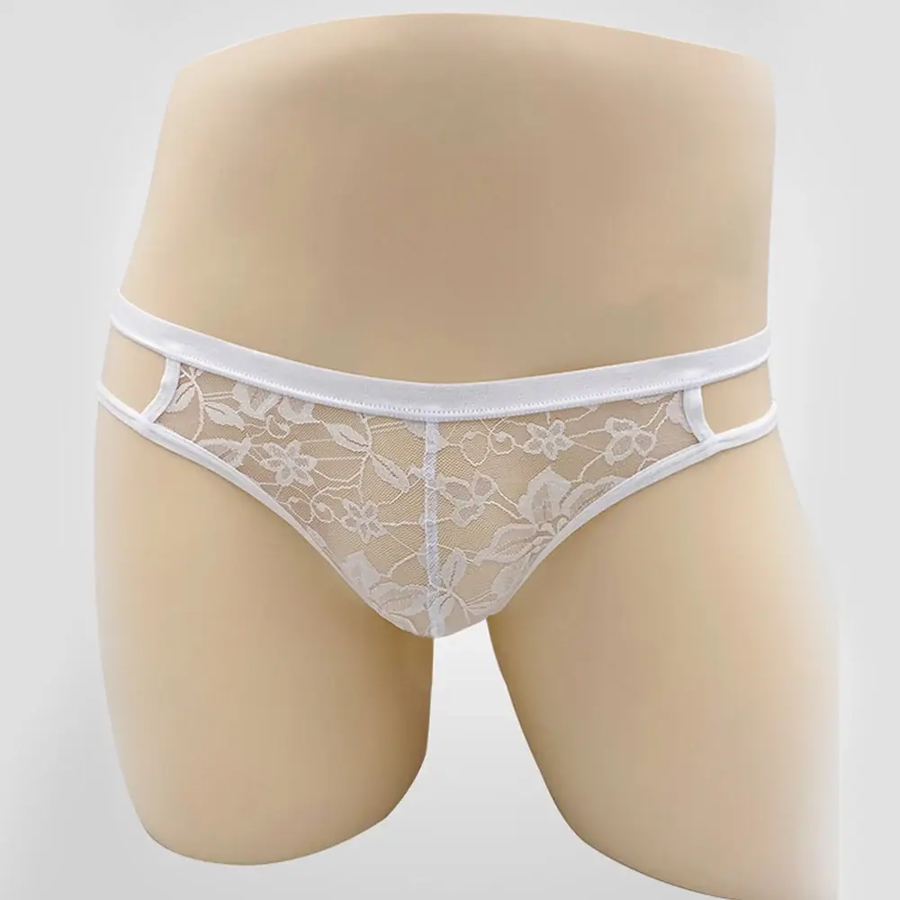 Sous-vêtements Sexy pour hommes, string, Lingerie exotique, culotte en dentelle transparente, pochette ajourée, motif floral, ceinture réglable — image 14