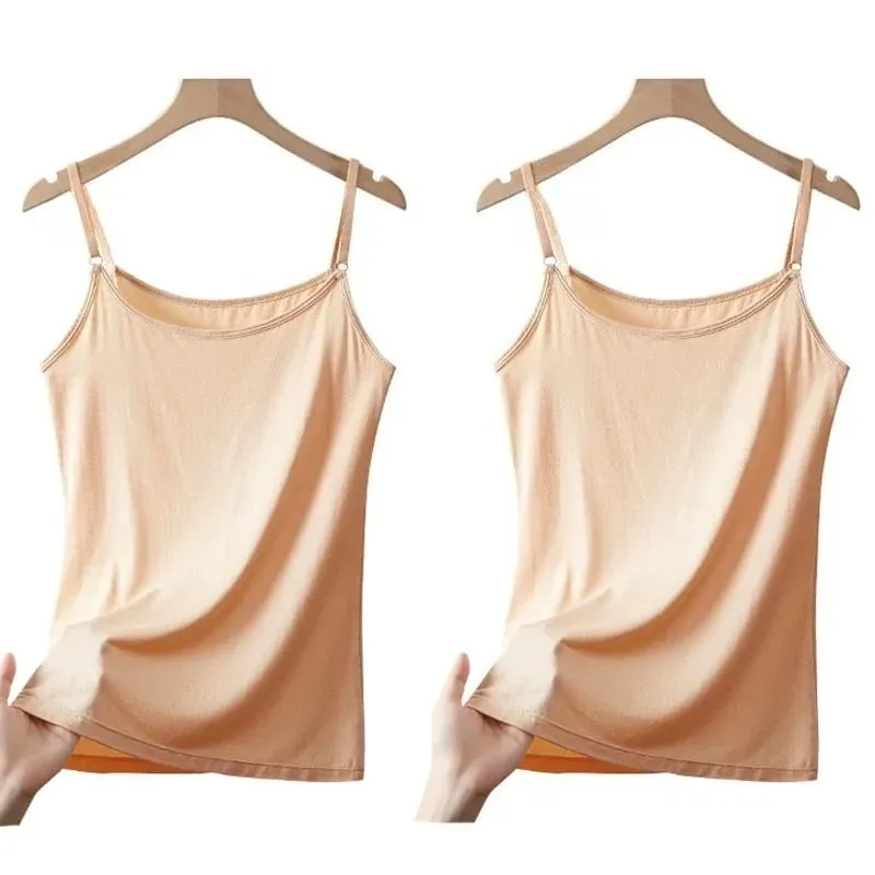 Cotton Feel Solid Sling Camisole Women Crop Top 35-75kg Sleeveless Sexy Slimming Vest Tank Base Tee Underwear Daily Staple 2026