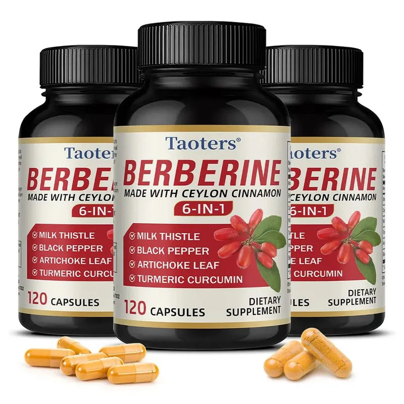 6 in 1 Supplement Berberine with Ceylon Cinnamon Turmeric Milk Thistle Artichoke Black Pepper Support Digestive Liver Health
