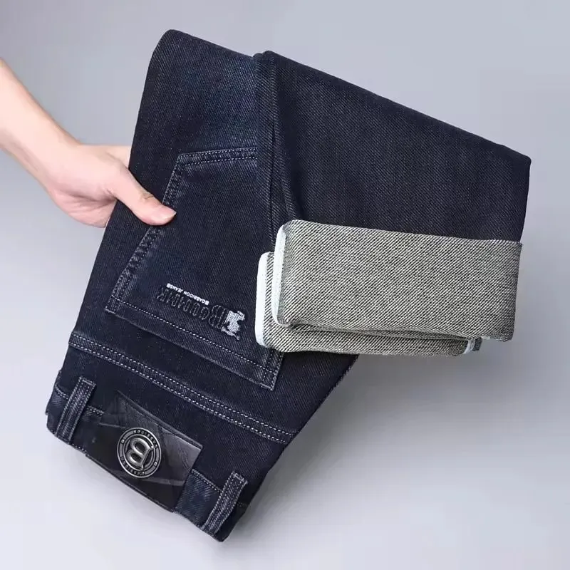 Jeans Lurus Pria Kualitas Tinggi Ringan Mewah Bordir Kasual Serbaguna Fashion Pelangsing Gaya Siluet Halus — image 3