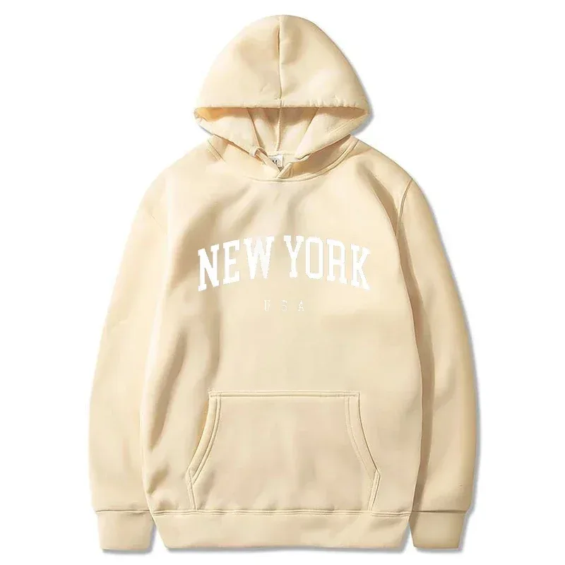 Women New York U.S.A City Hoodies Fashion Letter Printed Graphic Sweatshirts Loose CasuaMen l Harajuku Hooded Pullover Sportwear