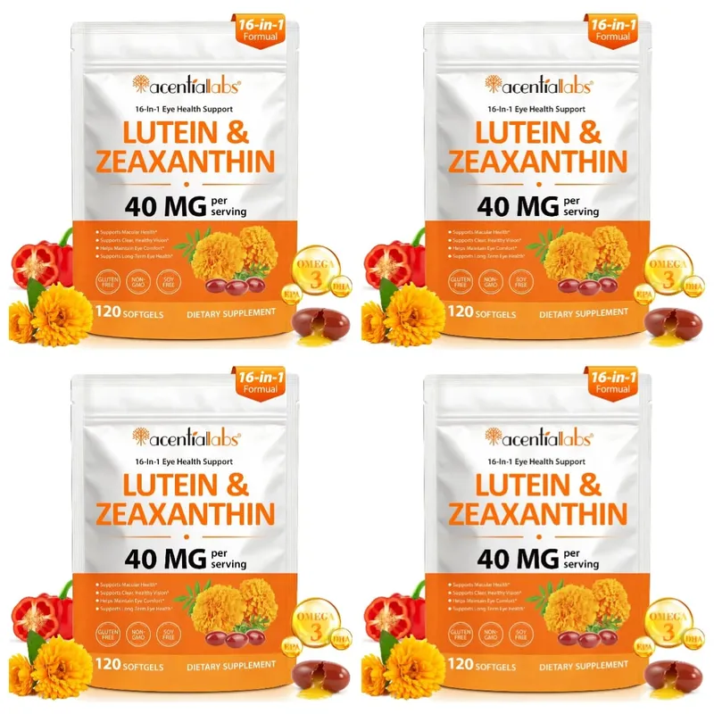 Acentiallabs Lutein-Zeaxanthin-Kapseln, 40 mg Lutein und 8 mg Zeaxanthin, 120-Count-Blaulichtfilter, Makulaschutz-Augenpflege