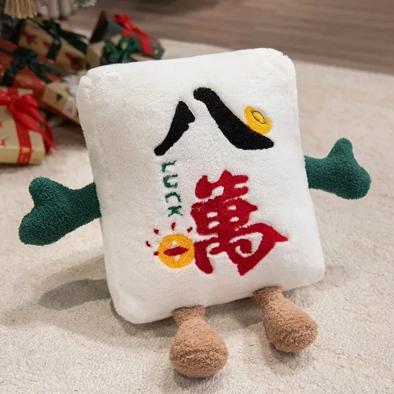 Funny China Mahjong Series Plush Toys Cozy Cotton Cartoon Throw Pillow Back Cushion Children Game Props Creative Home Decor