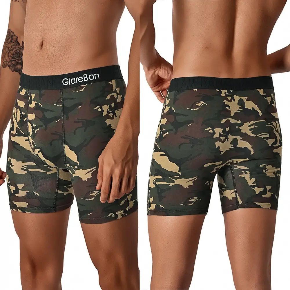 5pcs Set Mid-Long camo Cotton Brand Boxer Shorts for Men Underwear Male Underpants Briefs Boxershorts Slips Panties Breathable