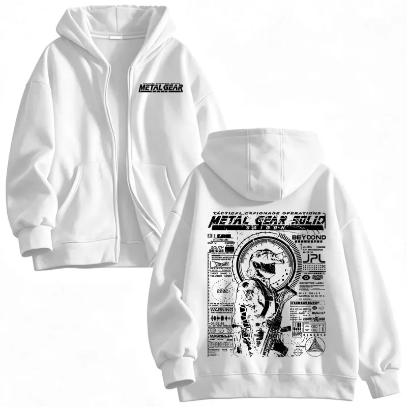 MSG1 Metal Gear Solid Snake Zipper Hoodies Men's Women Clothing Fashion Fleece Pullovers Zip Up Hooded Sweatshirts Jackets