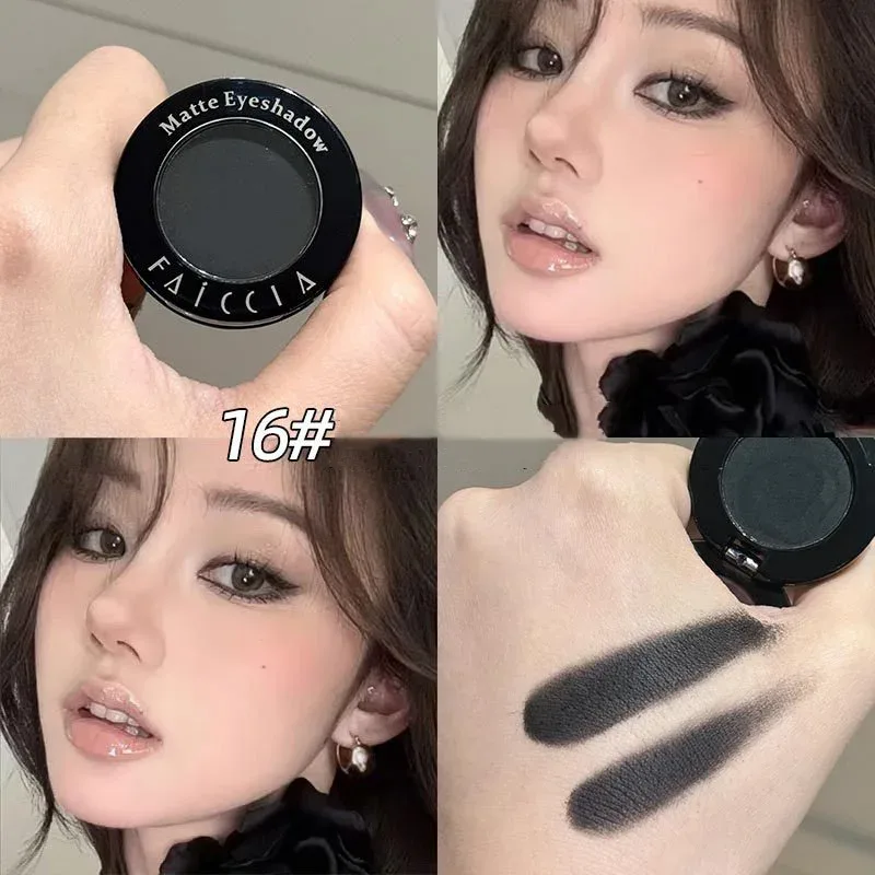 Monochrome Matte Brown Eyeshadow Makeup Waterproof Lasting Shiny Green Eye Makeup Natural Brighten Eyeshadow Highlighter Palette