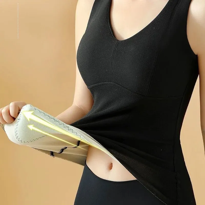 Winter Fleece Thermal Vest for Women Thickened Thermo Lingerie Seamless Soft Warm Inner Wear Female Undershirt With Bra Padded