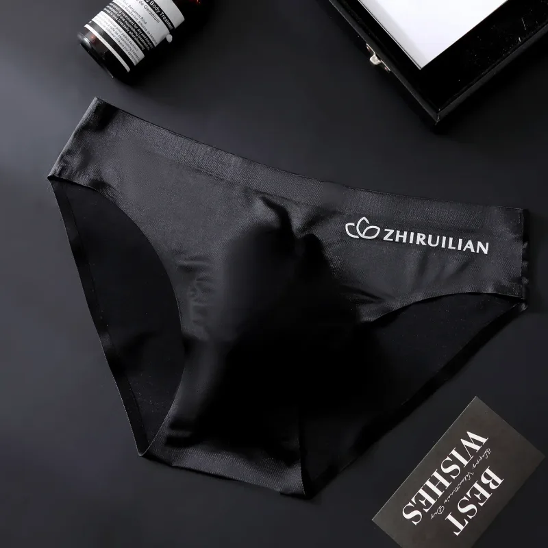 Men Ice Silk Briefs Ultra-thin Seamless Sexy Panties Male Quick Drying 3D Pouch Breathable Underwear Youth Underpants Slip Homme