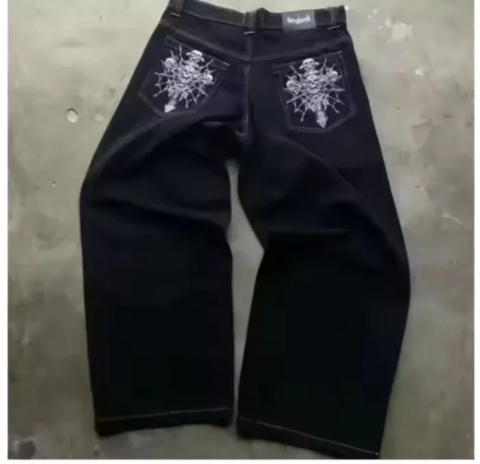 Y2K retro casual fashion high street pattern men's jeans floral tiger pattern loose high waist wide leg casual women's jeans