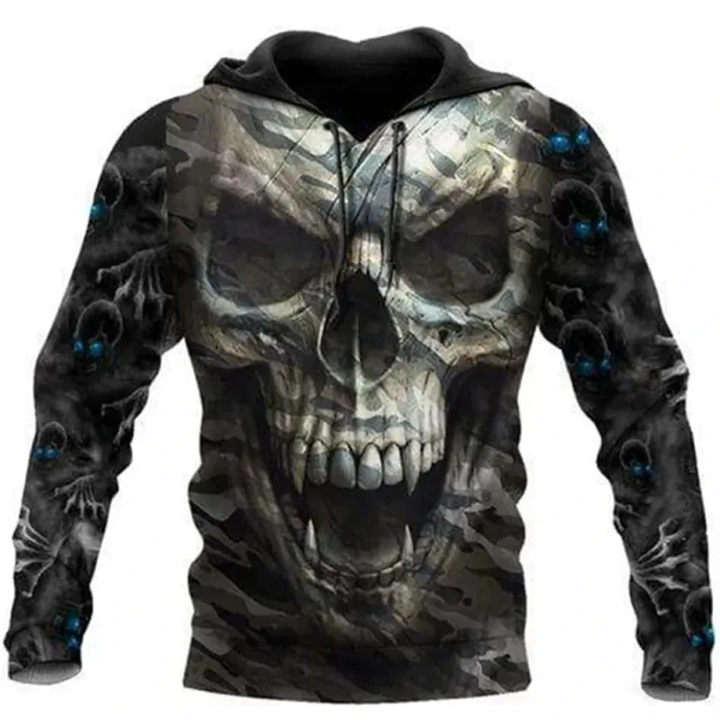Vintage Skull 3D Print Hoodie Men/Women Casual Fashion Hoodies 2026 Pullover Sweatshirts Oversized Unisex Men Coat