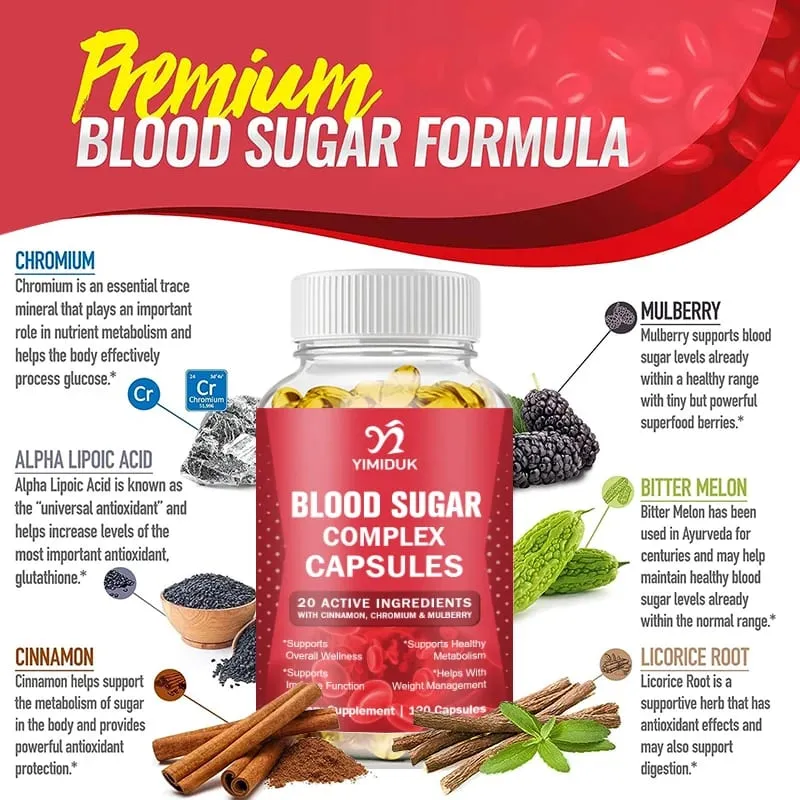 Blood Sugar Complex Supplements with Cinnamon Turmeric Supports Healthy Blood Sugar Healthy Energy Levels Metabolism