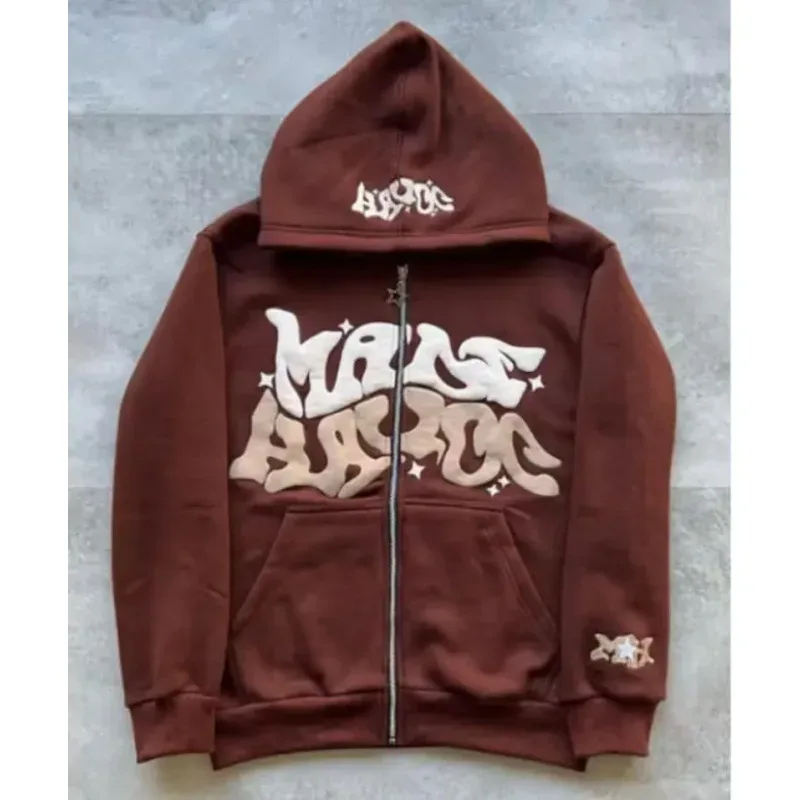Hoodies Men's Sweatshirt 2026 Street Fashion Gothic Punk Hip-Hop Zipper Print Hooded Sweatshirt Hoodie Sweatshirt Man's Clothing
