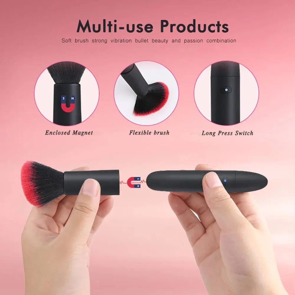 Electric Loose Powder Brush Multifunctional Quick Makeup Brush Blush 10 Gears Vibration Rechargeable Makeup Brush Tools