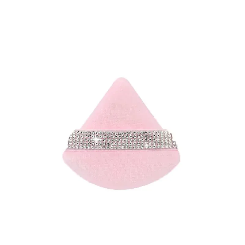 Diamond Triangle Velvet Setting Puff Ribbon Detail Powder Sponge Smooth Finishing Soft Puff for Loose Pressed Powder Application