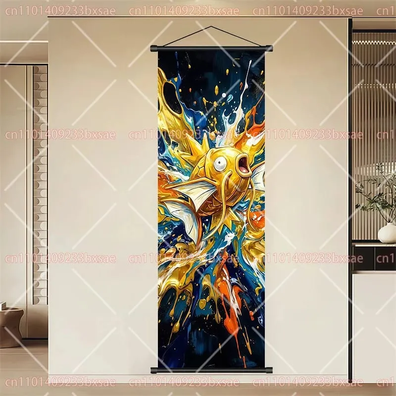 Pokémon Anime HD Scroll Painting Eevee Pikachu Suicune Charizard Mewtwo Background Wall Art Decoration Poster Children's Gift