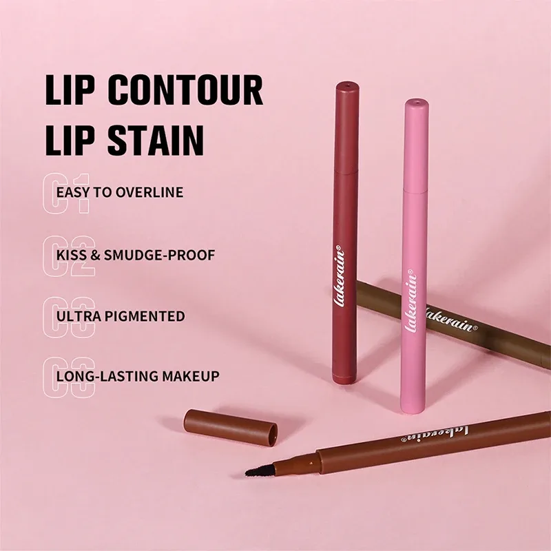 Pensil Lip Liner Merah Muda Rias Wanita Tahan Air Kontur Bibir Pena Lipstik Noda Bibir Pigmen Tinggi Matte Coklat Lipliner Nude Lembut
