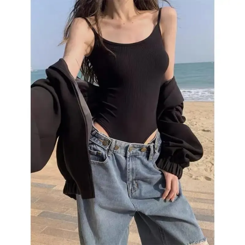 HOT Spicy Girl Open-Back Tank Top Skinny Bodysuits For Women Sleeveless Backless Bodycon Thin Straps Women Trendy Red Vest 2025