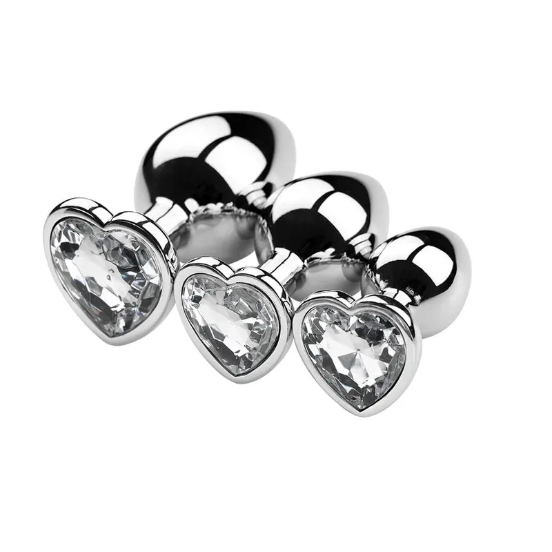 S/M/L Anal Plug Heart Metal Crystal Anal Plug for Women Removable Stainless Steel Butt Plug Men Stimulator Anal Sex Toys Dildo — image 11
