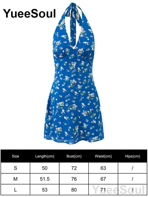 Blue Printed Mini Dress 2026 Summer New Elegant Party Birthday Evening Dresses Y2K Sweet Cute High Street Casual Women Dress