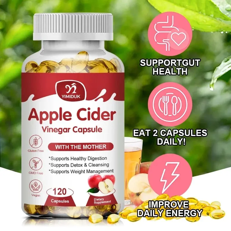 Apple Cider Vinegar Capsules 1600mg Supports Digestion Natural Cleansing Weight Management Immune Health & Metabolic Balance