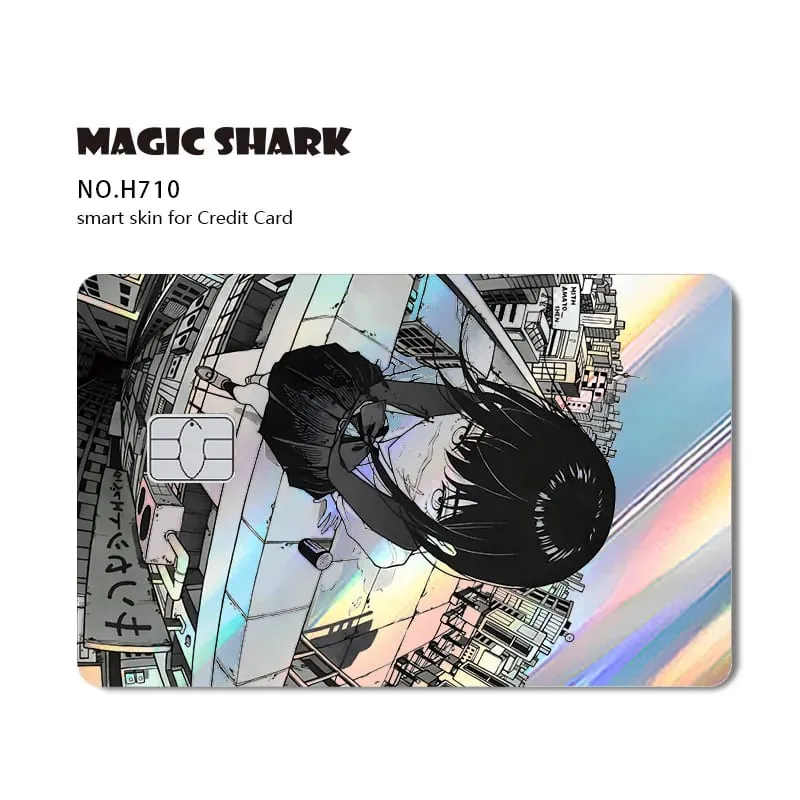 Magic Shark Cool Anime Cool Holographic Laser Shinny Film Skin Sticker Cover for Bank Credit Debit Card