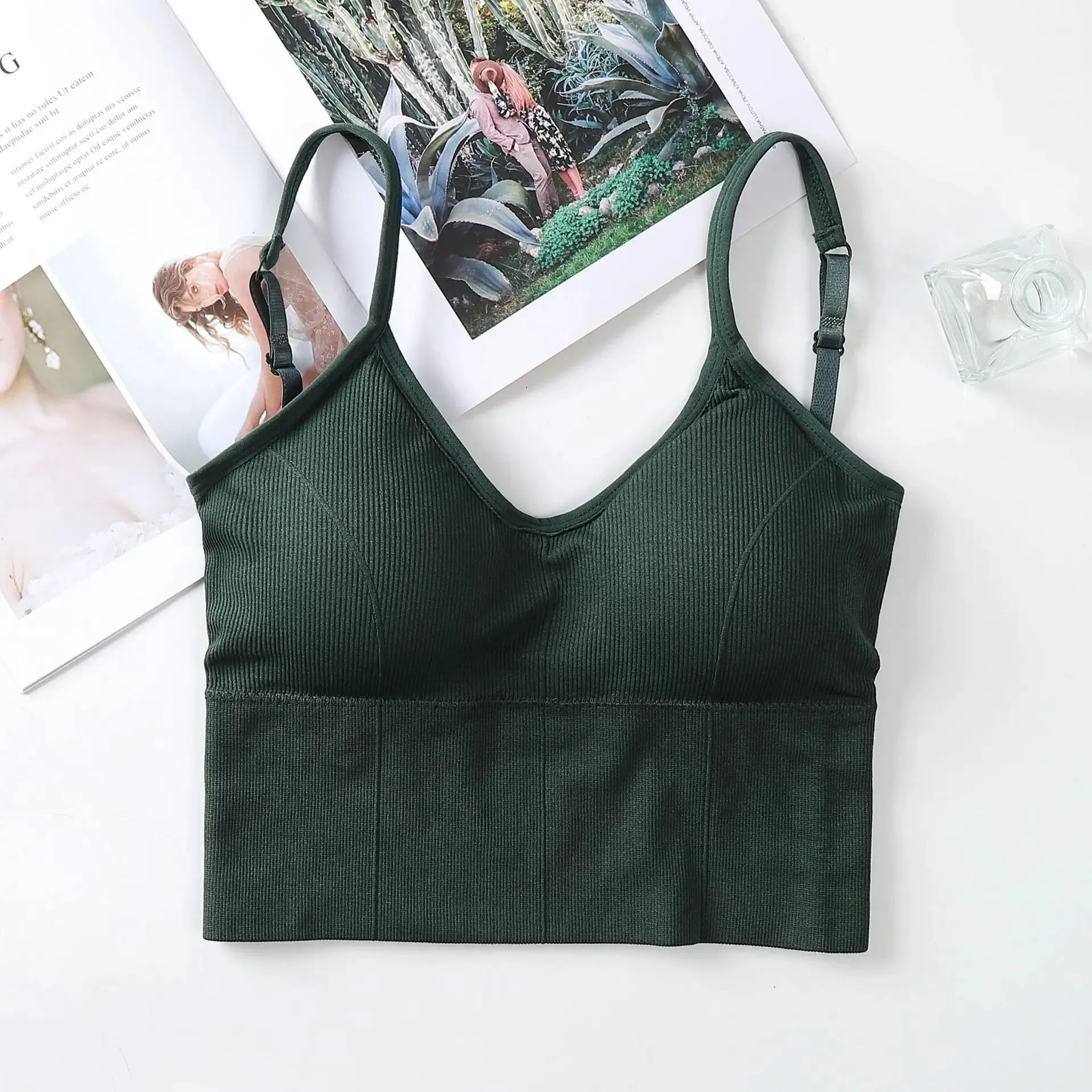 Pambabaeng Tank Crop Top Seamless Underwear Vintage Crop Top Pambabae Tanks Vest Camis Padded U Back Babae Sexy Sport Lingerie Kamisol