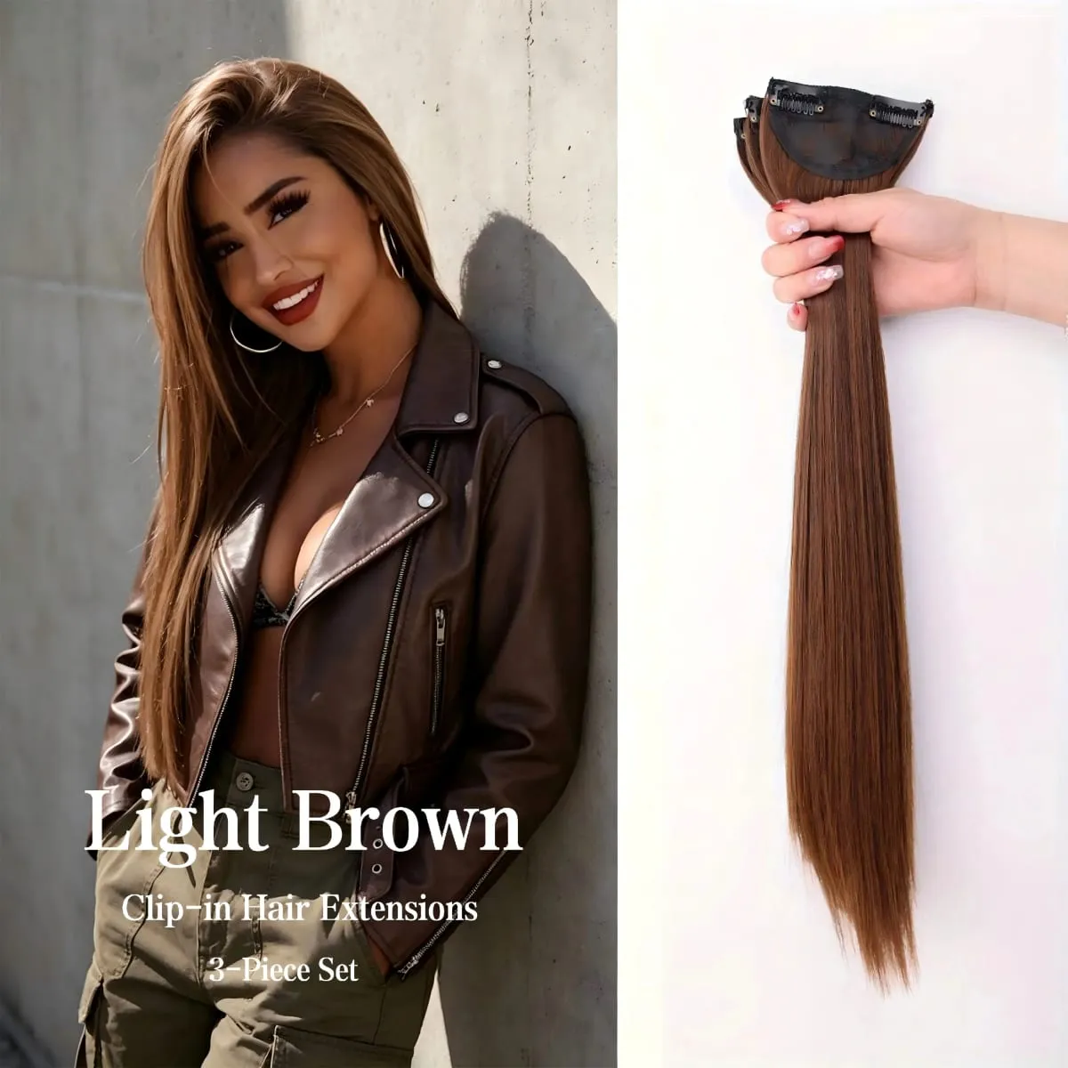 3Pcs Long Straight Synthetic Clip In Hair Extensions Invisible Seamless Natural Hairpiece Lightweight Secure BB Clips For Women