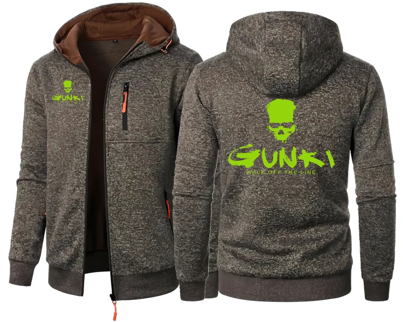 Gunki Love Fishing – manteaux à capuche pour hommes, sweat-shirt décontracté avec fermeture éclair, vêtements de sport, coupe cintrée, veste décontractée