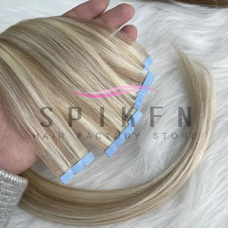 Mini Tape In Human Hair Extensions 12"-20" Machine Remy Skin Weft Adhesive Tape Hair Natural Black Tape Ons 10pcs for Women