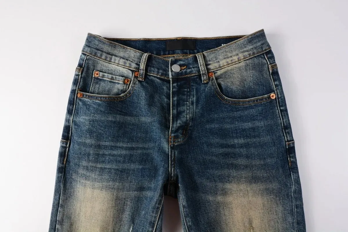 Men Jeans Fashion Americans High street Retro wash multiple styles graffiti print Low Rise Hole Patch Elastic Skinny Jeans pants