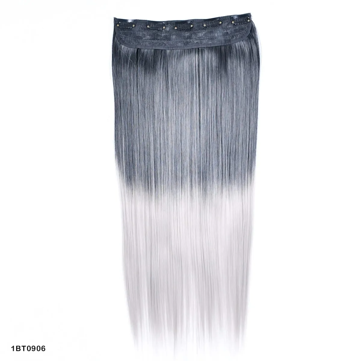Zolin Clip in Hair Extension One Piece Long Straight Hair Black Gray Color Synthetic Hairpieces For Women Cosplay Use