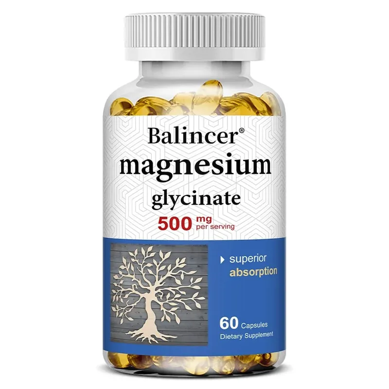Magnesium Glycinate Capsules 500mg - Supports Muscle Joint and Heart Health Promotes Deep Sleep