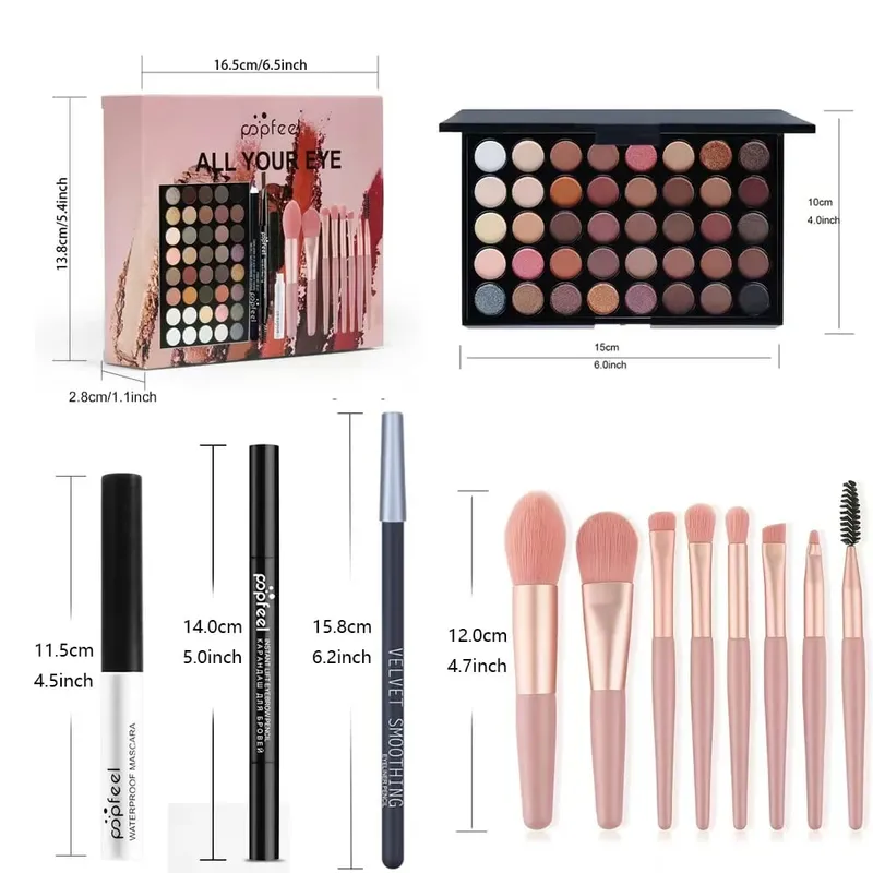 Conjunto de combinação de sombra de olho de 40 cores Ferramentas de maquiagem para iniciantes Solução de beleza perfeita Presentes para o dia dos namorados