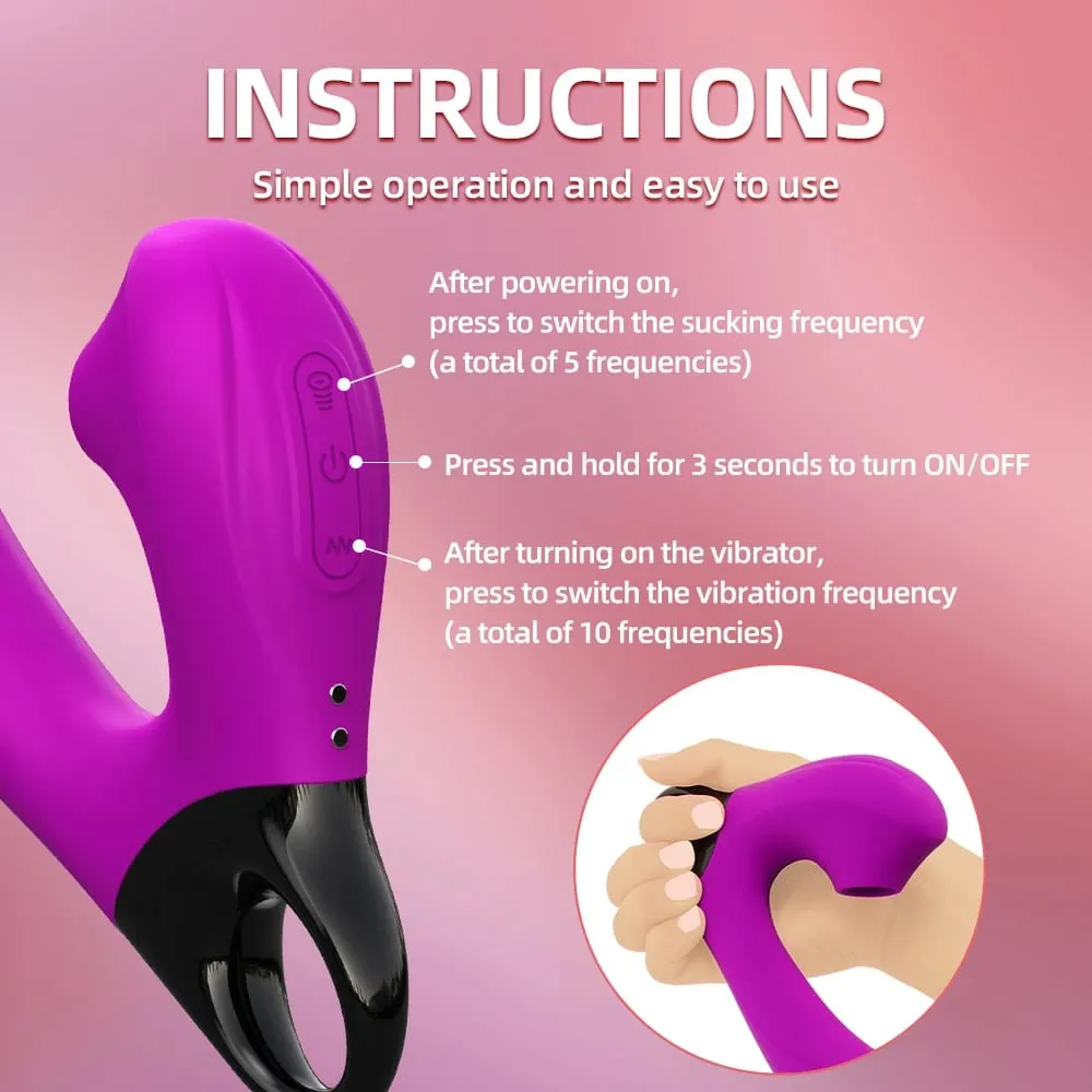 2-in-1 Sucking Vibrator Dildo G-Spot Nipple Sucking Clitoral Vaginal Penetration Sex Toys Female Pussy Massage For Couples Sex