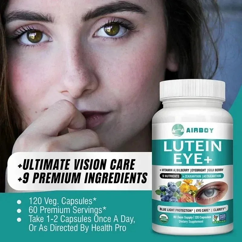 Lutein-Auge – unterstützt die Augengesundheit, reduziert Augenermüdung und trockene Augen reduzieren Blaulichtschäden – mit Astaxanthin, Vitamin A, Heidelbeere