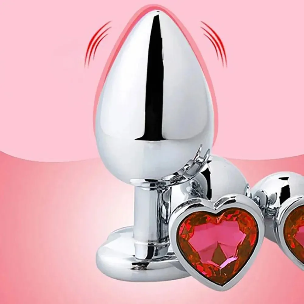 S/M/L Anal Plug Heart Metal Crystal Anal Plug for Women Removable Stainless Steel Butt Plug Men Stimulator Anal Sex Toys Dildo — image 2