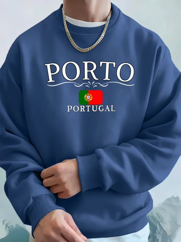 Porto Portugal Letter And Flag Print Clothes Unisex Warm Casual Hoody Street Sports Sportswear Fleece Thicken Streetwear Man