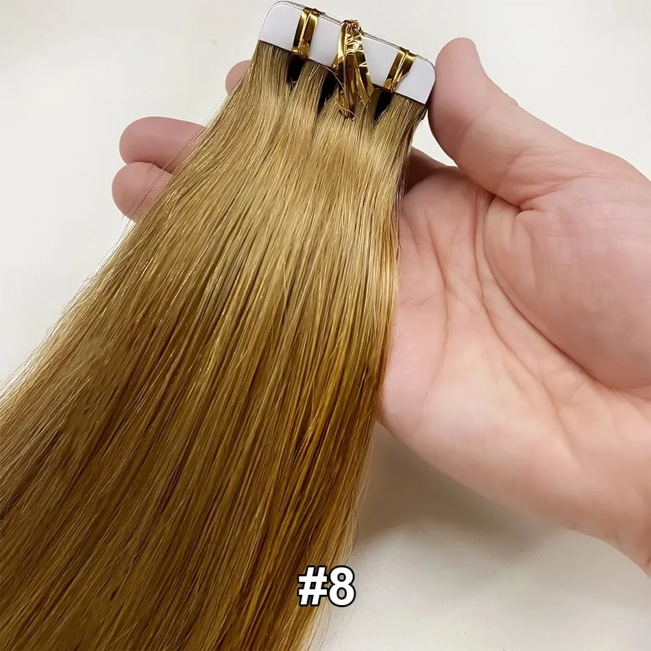 Luckinghair Wholesale 100% Virgin Double Drawn Straight Invisible Human Hair Tape in Extensions Wave Style