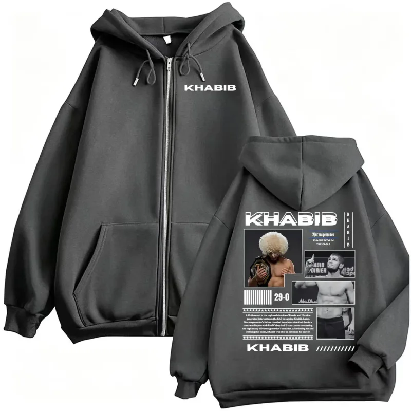 Khabib Nurmagomedov The Eagle Fan GiftsZip Up Hoodies Men Women Fashion Classic Sweatshirt Jacket Casual Fleece Zipper Pullovers