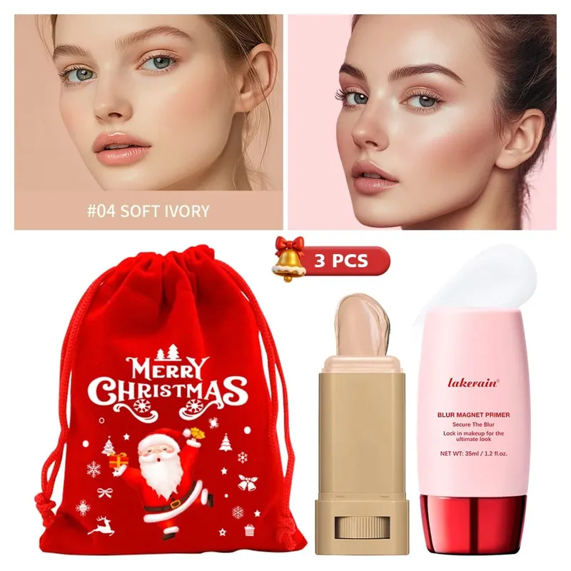 Blur Magnet Primer & Pemadam Foundation Stick Liang Tahan Lama Meminimumkan Solekan Muka Licin Kawalan Minyak Hadiah Krismas Matte