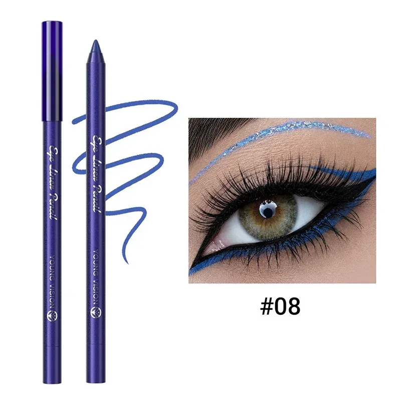 14 Color Eyeliner Pencil Pearlescent Matte Dark Purple Red Eye Liner Waterproof Long Lasting High Pigment Eyeshadow Makeup