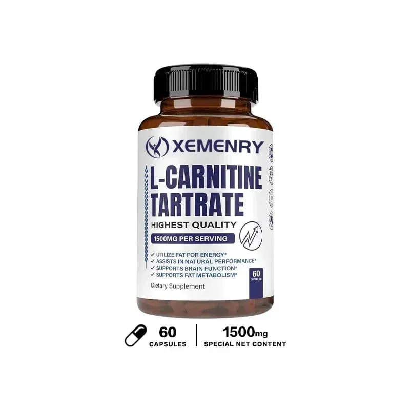 L-Carnitine Tartrate Premium Capsules 1500 mg - Natural Energy Production Supports Metabolism