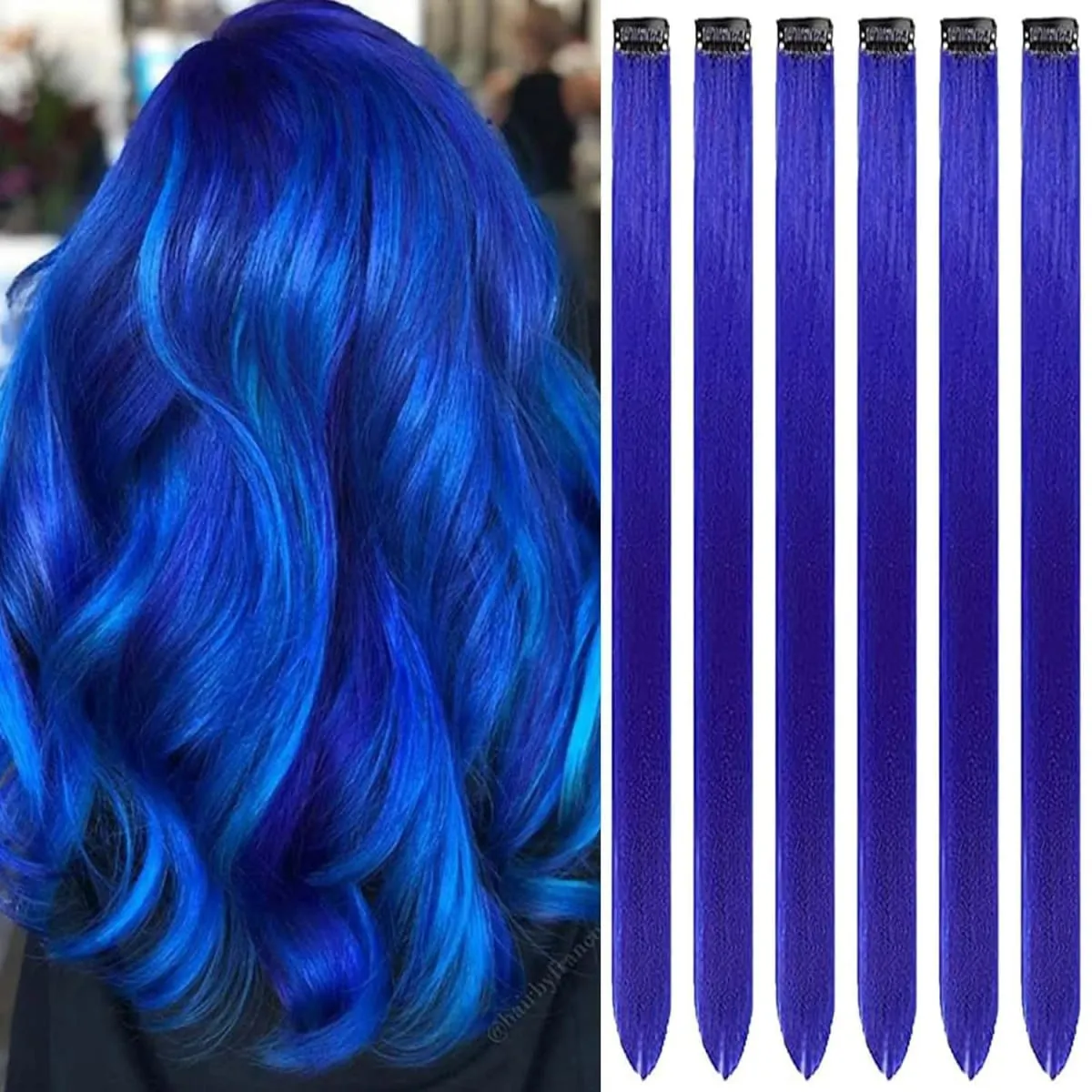 6 Pcs Clip Ins Hair Extensions 22 Inch Straight Colorful Clip In Hair Extensions Rainbow Party Highlights Synthetic Hairpiece