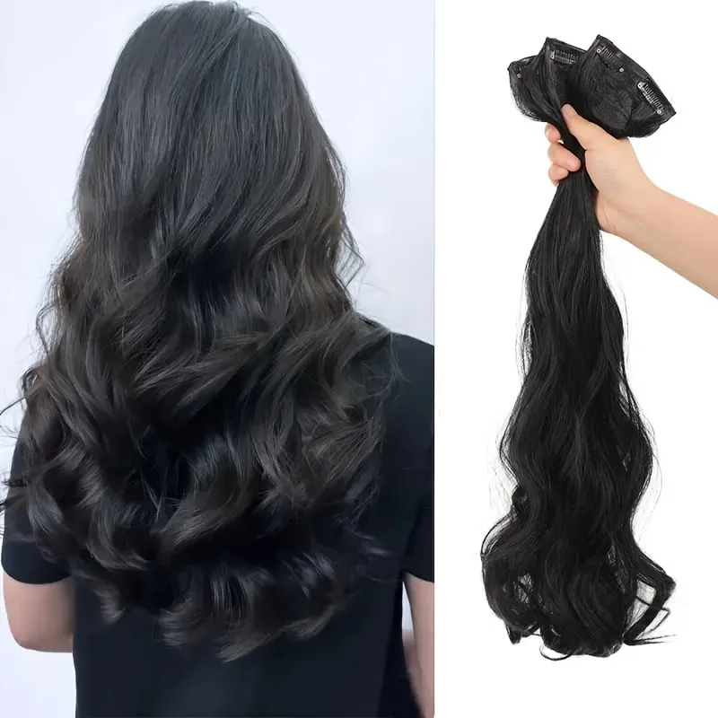 Synthetic women's hair cutting set 3pcs-natural wavy hair extension invisible BB clip fixed to women's hair heat-resistant wig