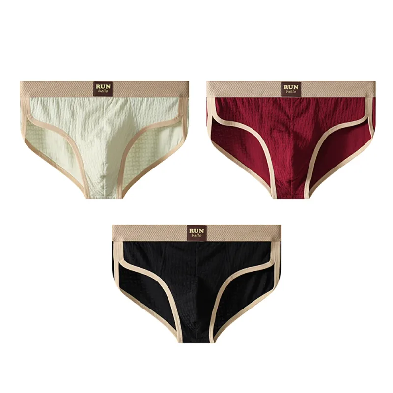 3PCS/Pack 100% Cotton Delicate Jacquard Men's Brief Antibacterial Breathable Crotch Men's Panties Soft Stretch Underwear for Man
